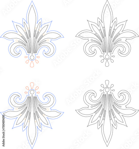Vector sketch illustration of traditional ethnic floral ornament design for completeness of the image