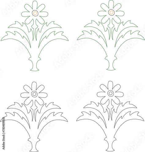 Vector sketch illustration of floral ornament design for completeness of the image