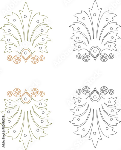 Vector sketch illustration of traditional ethnic floral old ornamental design design for completeness of the image