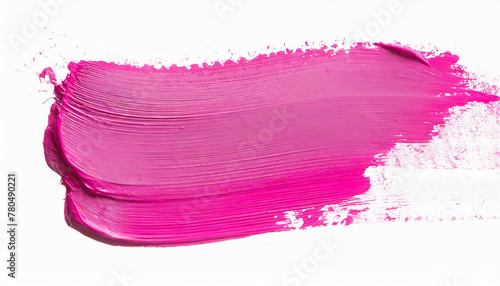 Hand painted stroke of pink paint brush isolated on white background. Abstract stroke.
