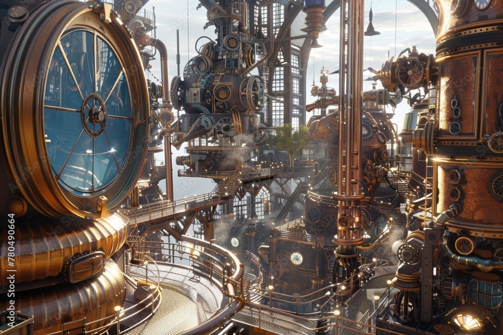 A strange Steampunk world comes to life complete with complex machinery.