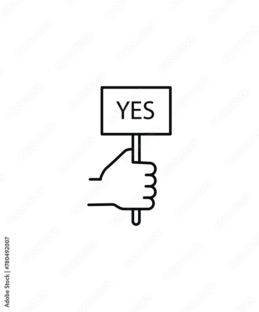 yes hand holding icon, vector best line icon. yes hand holding icon, vector best line icon.