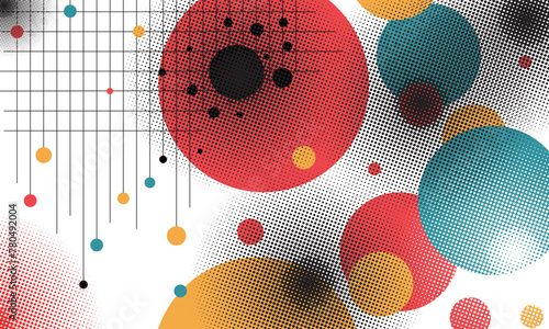 Background with circles and lines. Technological base with high-tech digital data transmission system and computer-aided electronic design