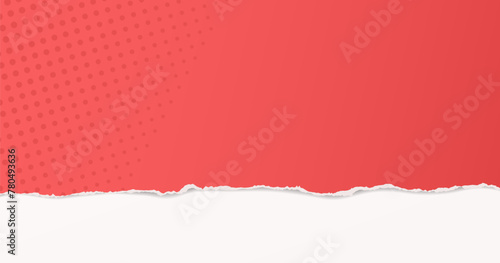 Red paper with dotted pattern, torn edge and soft shadow is on white background for text.