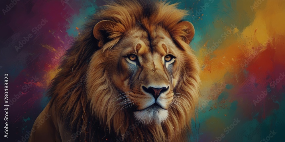 Oil painted lion