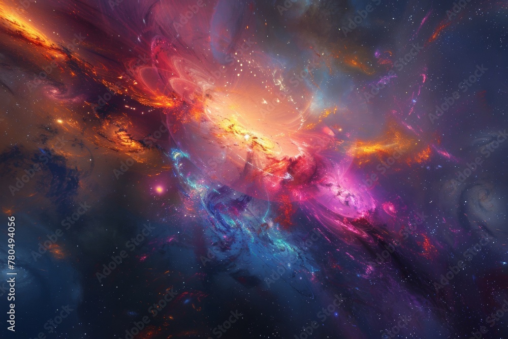 A galaxy colliding with another with strips of star material intertwined in a dance of destruction. A galaxy colliding with another with strips of star material intertwined in a dance of destruction.