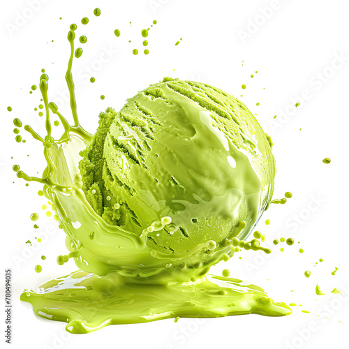 Green Ice cream scoop or ball with splash on white background ©  Mohammad Xte
