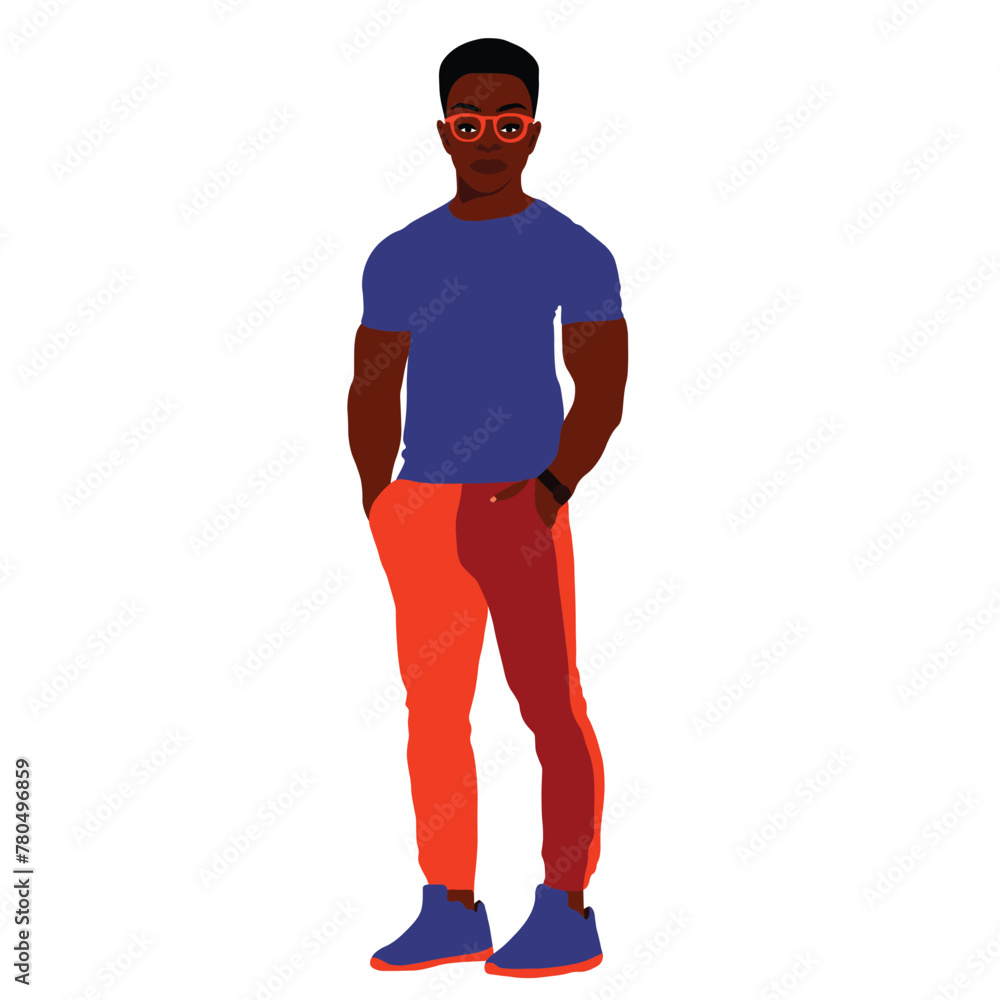 Stylish afro black man in elegant art style vector Stylish afro black man in elegant art style vector