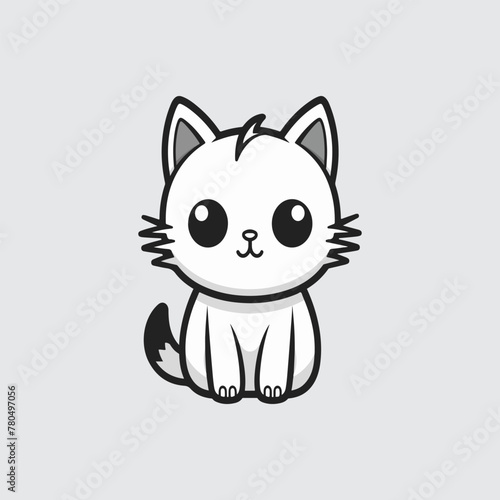 simple flat element illustration of a cute cat