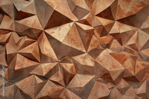 The image is a close up of a brown and tan wall with a lot of triangles