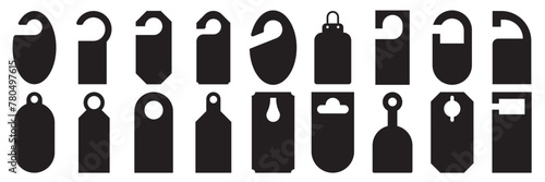 Door hanger tags for room in hotel or resort . paper door handle lock hangers set template