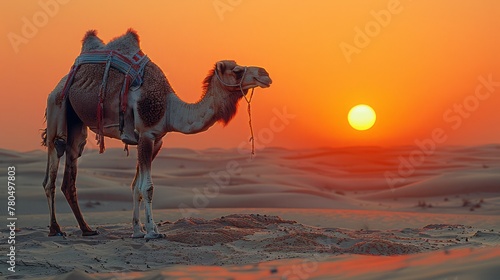 camel Desert Setting sun 