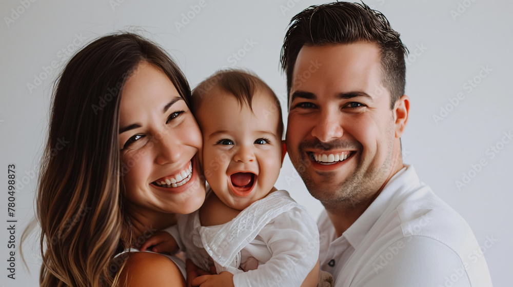 Portrait of smiling Couple and a baby Portrait of smiling Couple and a baby