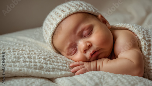 cute baby sleeping in bed