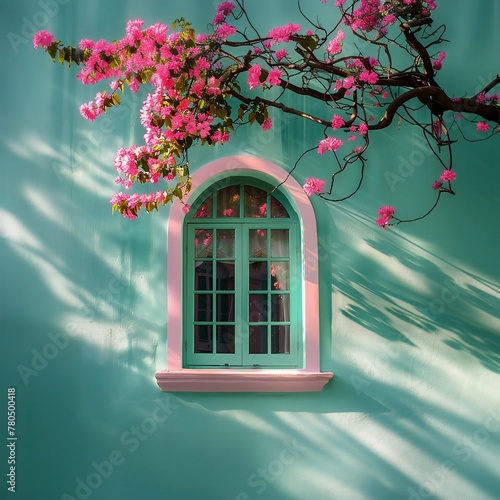 A Window With A Pink Flowers On It © Ayaz_
