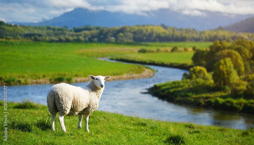 Psalm 23: The Lord is My Shepherd. The White Sheep In Green Pastures Besides The Still Waters.