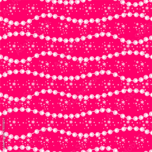 Seamless glamour print pattern with beads jewelry art decor wallpaper for textile, package, paper