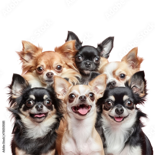 Group of small dogs on transparent background