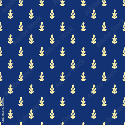 The floral goldish pattern on navy seamless pattern, is repeatable