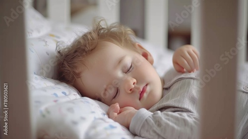 Infant Sleeping in White Crib