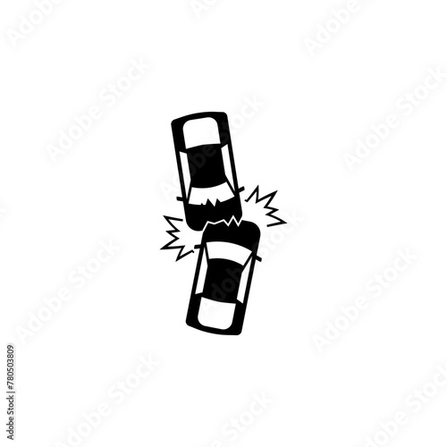 Car Crash Accident flat vector icon. Simple solid symbol isolated on white background