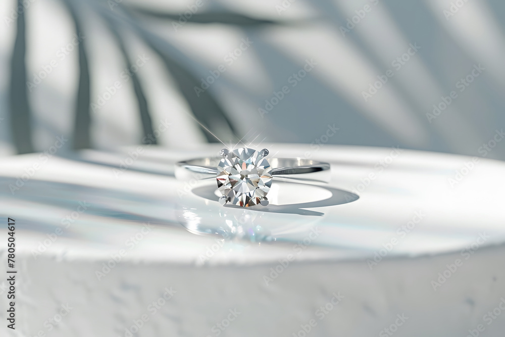 A diamond ring in a studio scene that clearly shows off the details of the ring's design. A diamond ring in a studio scene that clearly shows off the details of the ring's design.