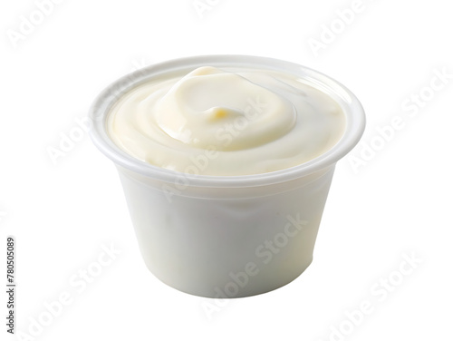 yogurt in bowl isolated on white background
