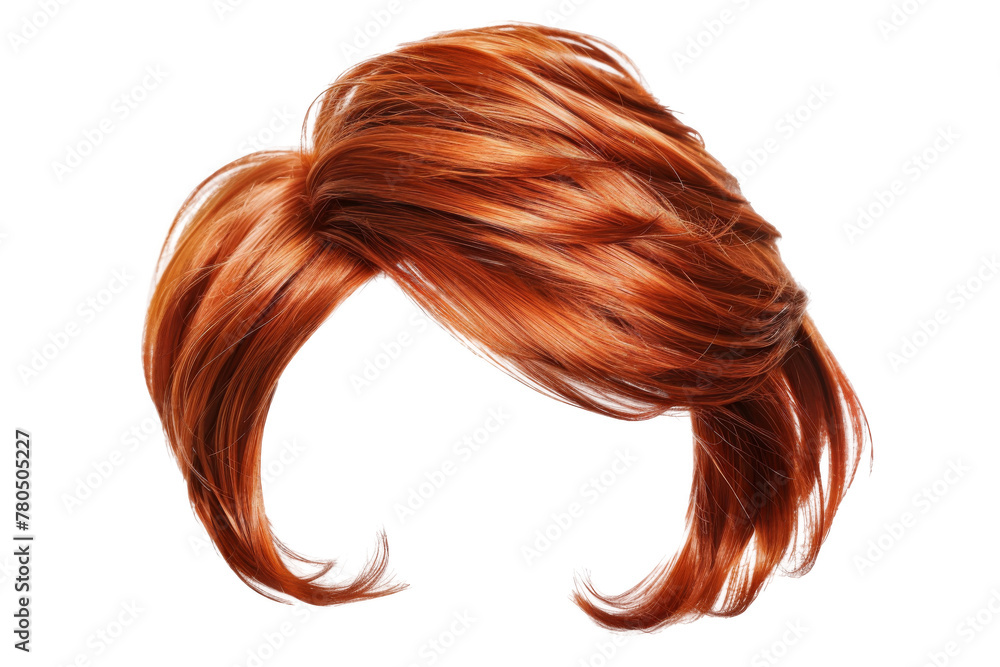 Stylish hair wig with trendy design isolated on background, front view, fashionable hairstyle concept. Stylish hair wig with trendy design isolated on background, front view, fashionable hairstyle concept.