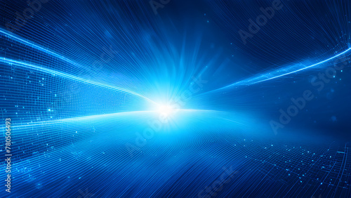 A technological abstract background composed of blue light and dots  high-tech business