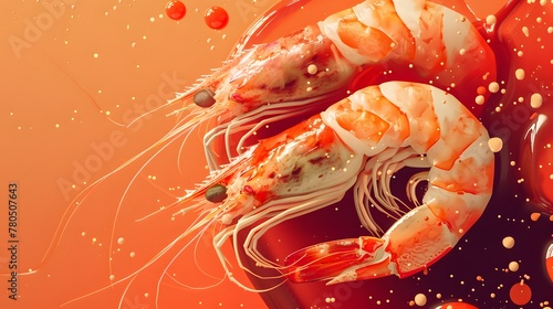 shrimp on a orange background