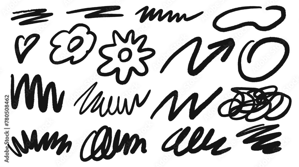 Doodle scrawls and flowers with a marker Doodle scrawls and flowers with a marker