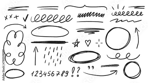 Hand drawn pencil scribbles and elements