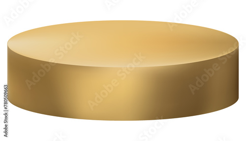 Gold podium isolated on white background,illustation Golden 3d stage stand for product, cosmetic presentation.Element Mockup empty Yellow Gold pedestal display platform for beauty stand