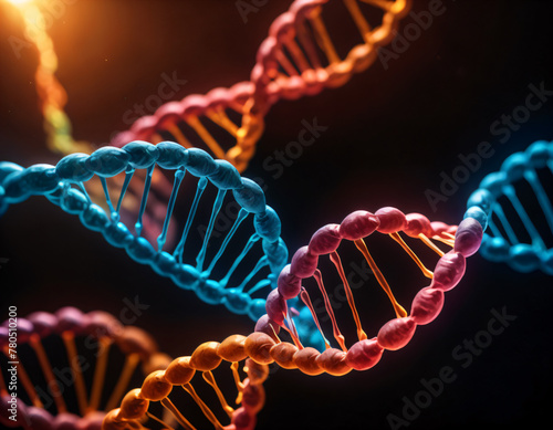 Hologram of human DNA spirals.