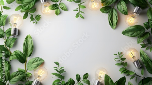 frame of herbs and light blub