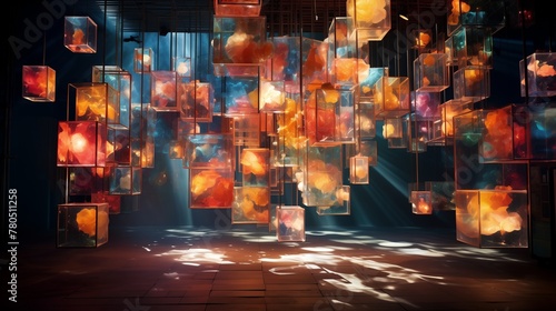 Enchanting abstract lighting display captured in stunning high definition, featuring a harmonious blend of colors and textures, creating an immersive visual experience.