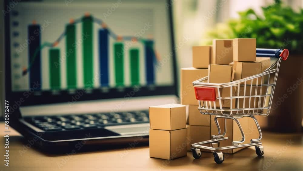 A laptop computer is open to a graph showing a trend in the stock market A laptop computer is open to a graph showing a trend in the stock market