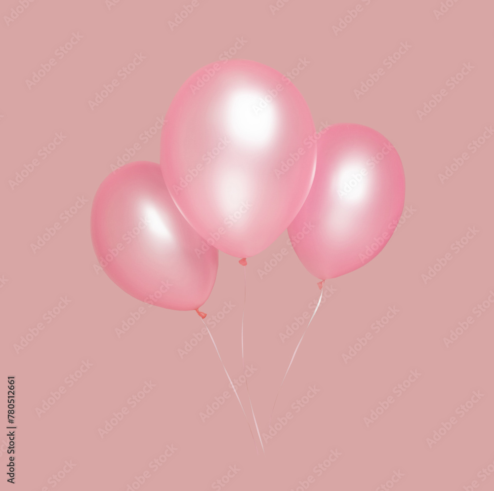 3 pink balloons on pink background. Three years happy birthday concept 3 pink balloons on pink background. Three years happy birthday concept