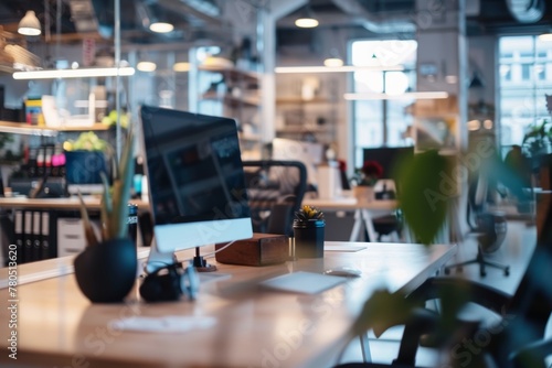 Stylish workspace with computer