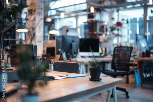 Stylish workspace with computer