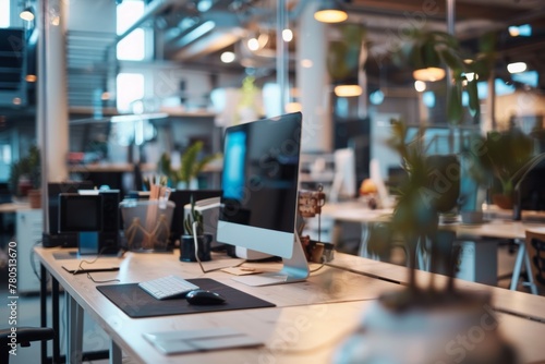 Stylish workspace with computer