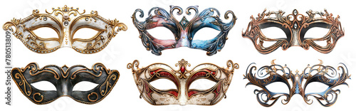 Set of opera carnival masks, cut out © Yeti Studio