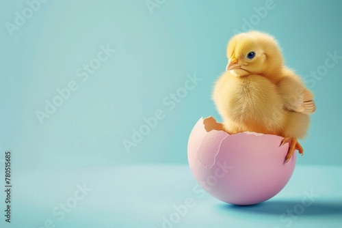 Beginning of Spring: Adorable Chick Hatching from Easter Egg - Generative AI