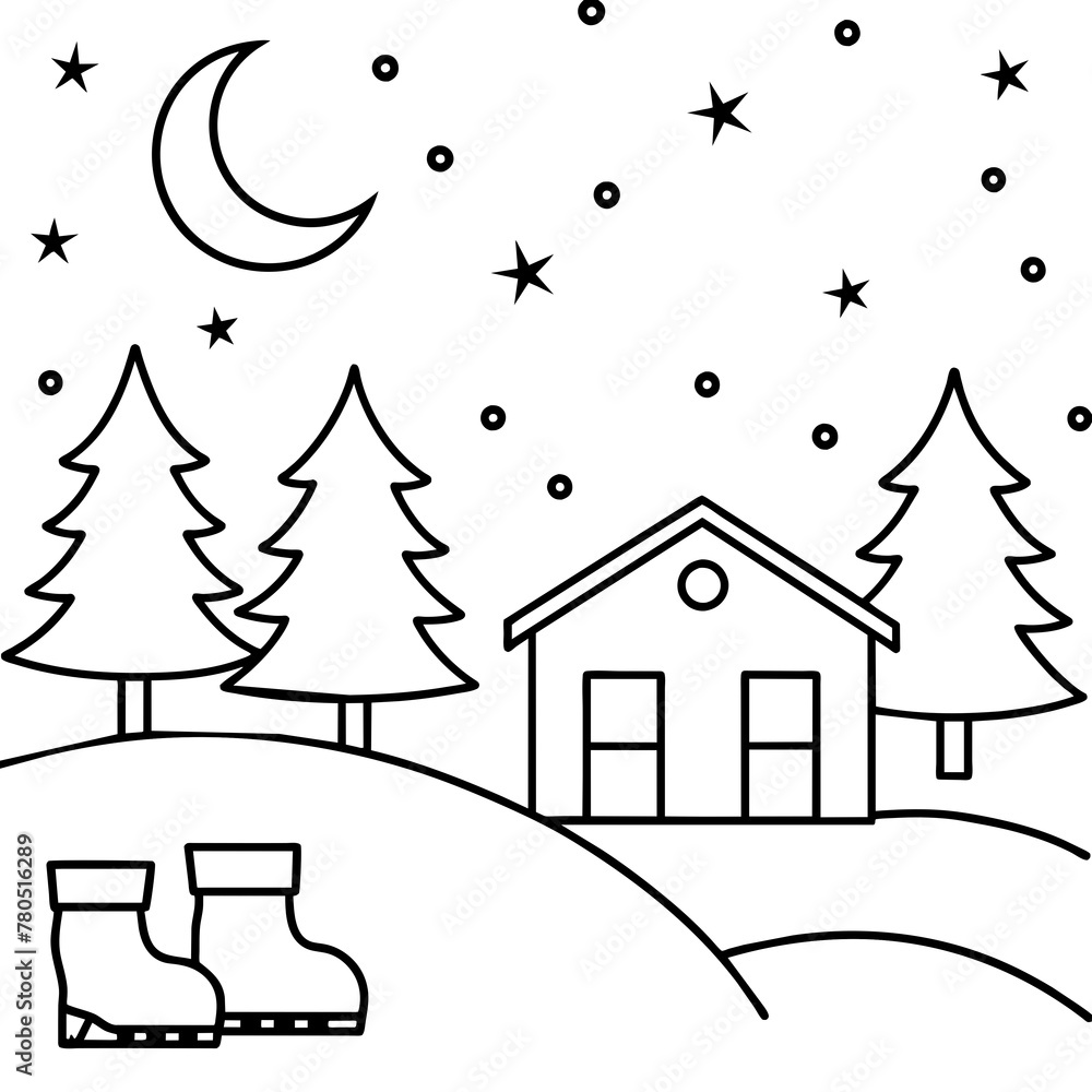 Fototapeta premium Christmas night vector illustration