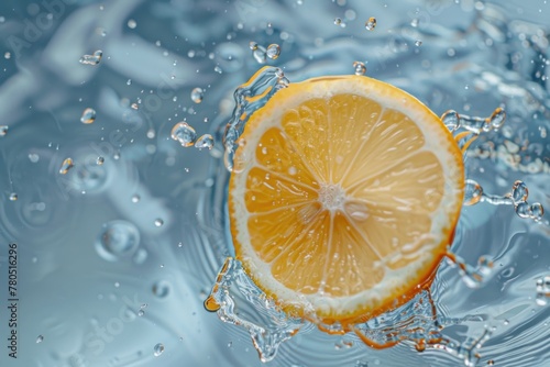 water drops with piece of lemon on top