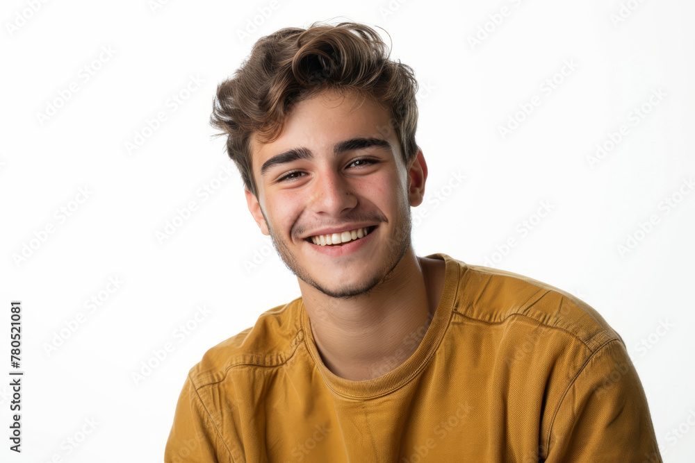 Masculine handsome young man smiling in a studio isolated on white background Masculine handsome young man smiling in a studio isolated on white background