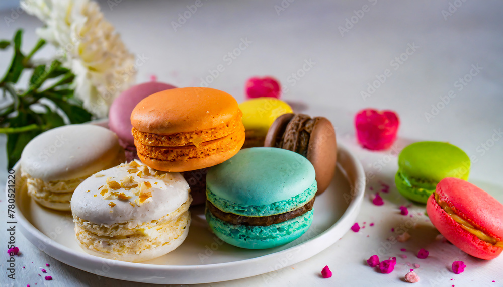 colorful macarons on white background colorful macarons on white background