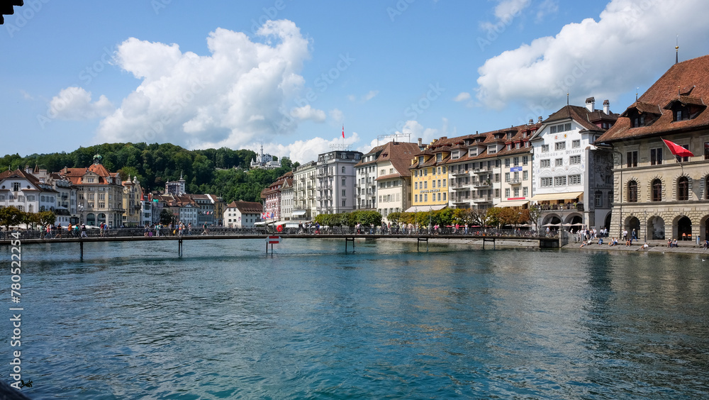 A city view with lake in Lucerne, Switzerland
