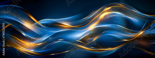 Abstract Blue and Gold Dynamic Waves