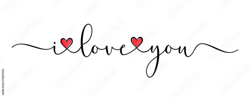 Φωτογραφία I love you, brush calligraphy with doodle heart